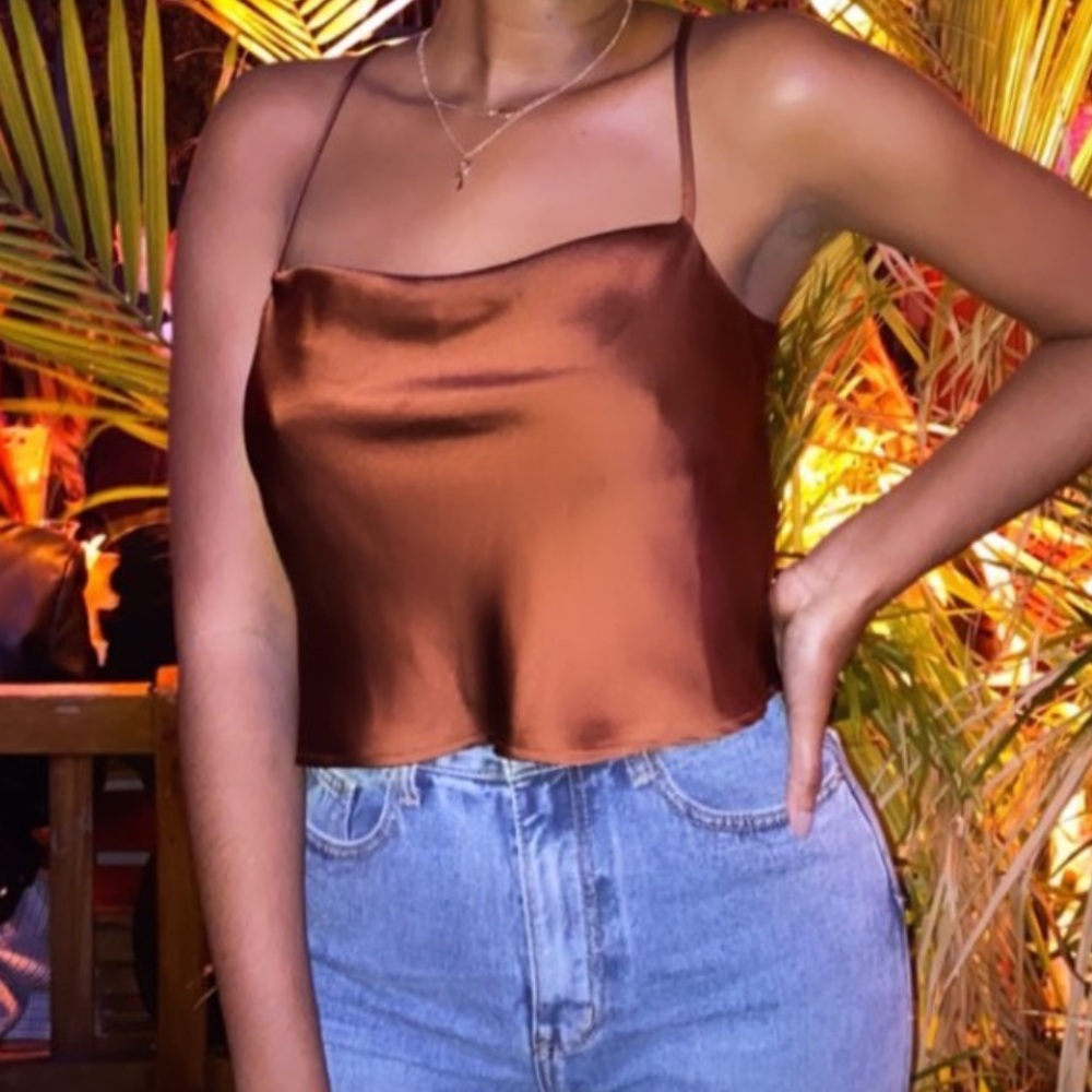 Satin brown top